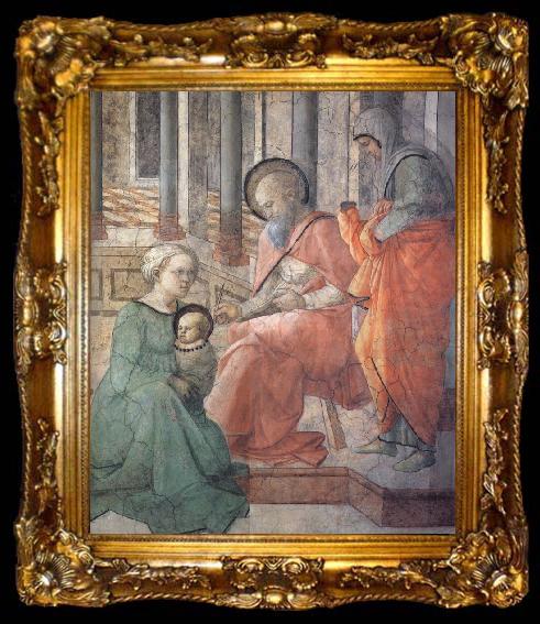 framed  Fra Filippo Lippi Details of the Naming of t John the Baptist, ta009-2